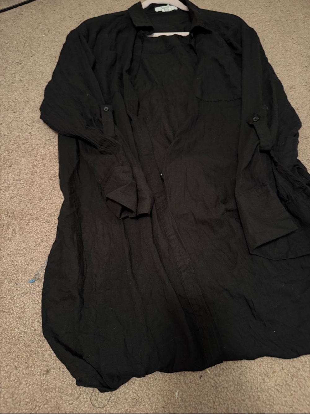 Classic Black Long-Sleeve Shirt Dress
